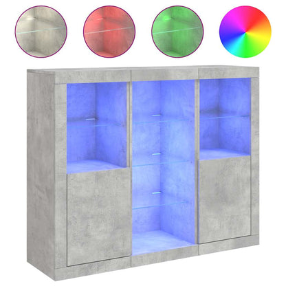 vidaXL Sideboards with LED Lights 3 pcs Concrete Grey Engineered Wood