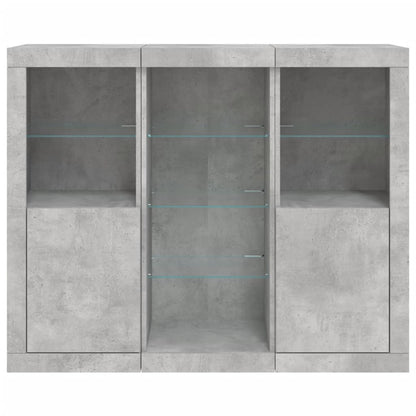 vidaXL Sideboards with LED Lights 3 pcs Concrete Grey Engineered Wood