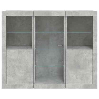 vidaXL Sideboards with LED Lights 3 pcs Concrete Grey Engineered Wood