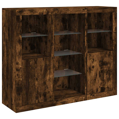 vidaXL Sideboards with LED Lights 3 pcs Smoked Oak Engineered Wood