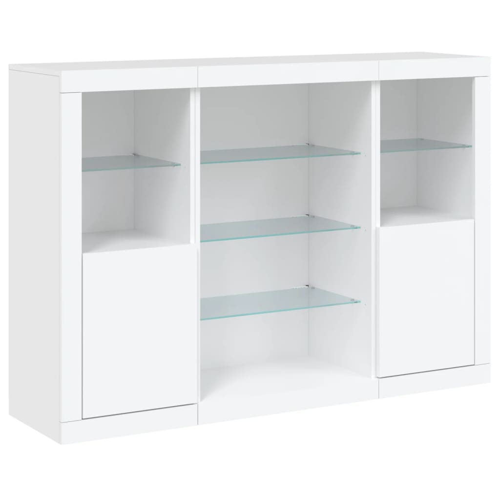 vidaXL Sideboards with LED Lights 3 pcs White Engineered Wood