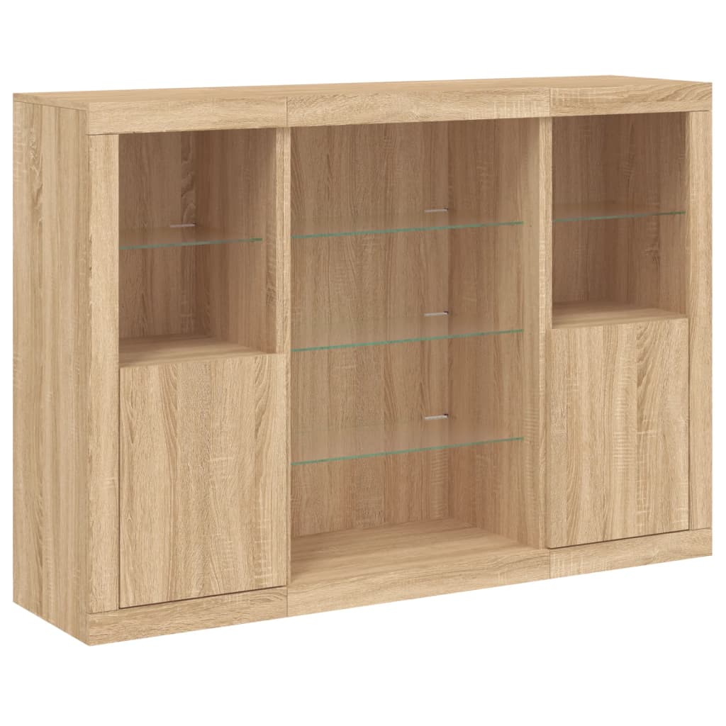 vidaXL Sideboards with LED Lights 3 pcs Sonoma Oak Engineered Wood