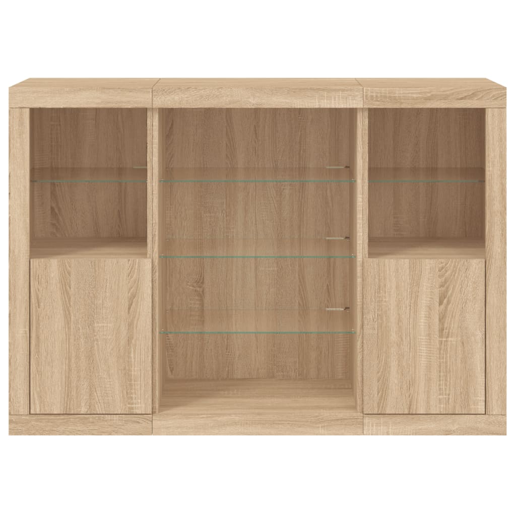 vidaXL Sideboards with LED Lights 3 pcs Sonoma Oak Engineered Wood