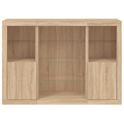 vidaXL Sideboards with LED Lights 3 pcs Sonoma Oak Engineered Wood