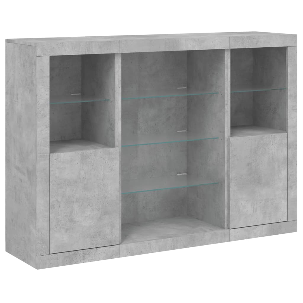 vidaXL Sideboards with LED Lights 3 pcs Concrete Grey Engineered Wood