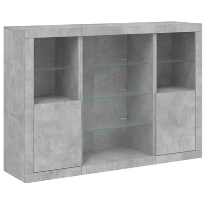 vidaXL Sideboards with LED Lights 3 pcs Concrete Grey Engineered Wood