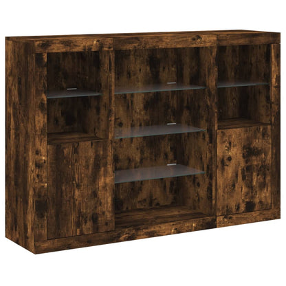 vidaXL Sideboard | Set of 3 | Smoked Oak | Engineered Wood, Glass | Medium