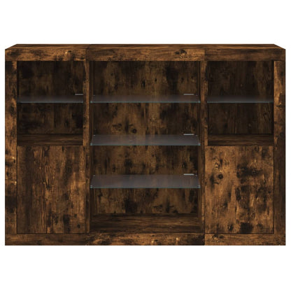 vidaXL Sideboard | Set of 3 | Smoked Oak | Engineered Wood, Glass | Medium
