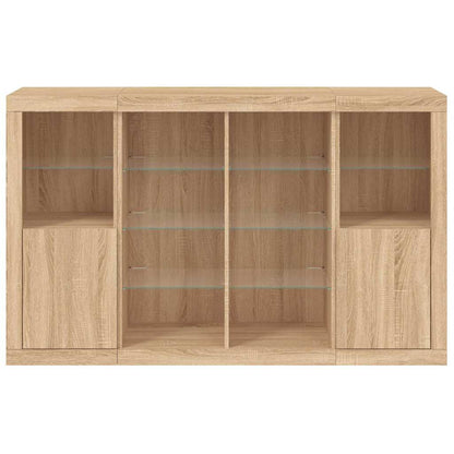 vidaXL Sideboards with LED Lights 3 pcs Sonoma Oak Engineered Wood