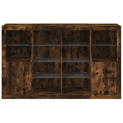 vidaXL Sideboards with LED Lights 3 pcs Smoked Oak Engineered Wood