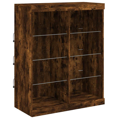 vidaXL Sideboards with LED Lights 3 pcs Smoked Oak Engineered Wood