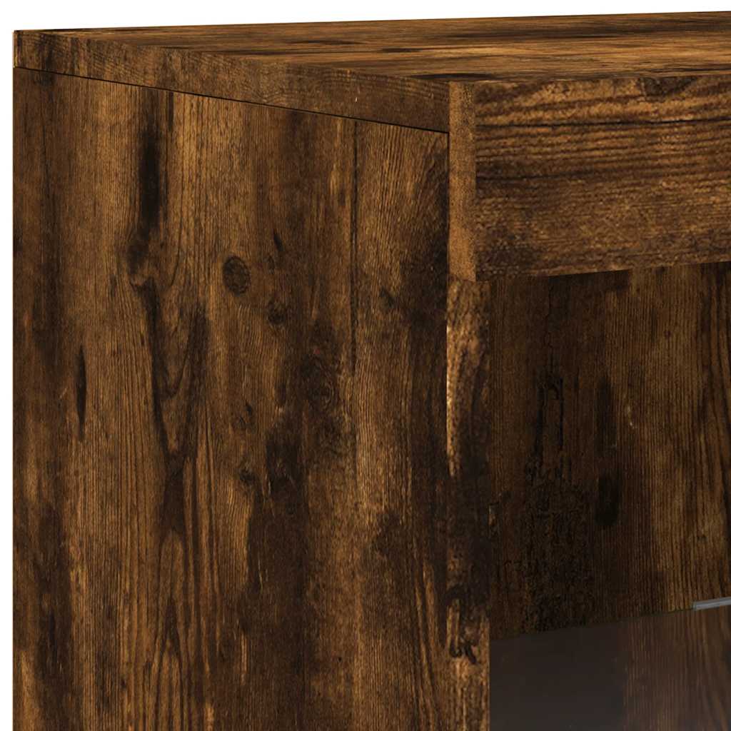 vidaXL Sideboards with LED Lights 3 pcs Smoked Oak Engineered Wood