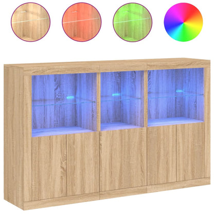 vidaXL Sideboard with LED Lights Sonoma Oak 162x37x100 cm