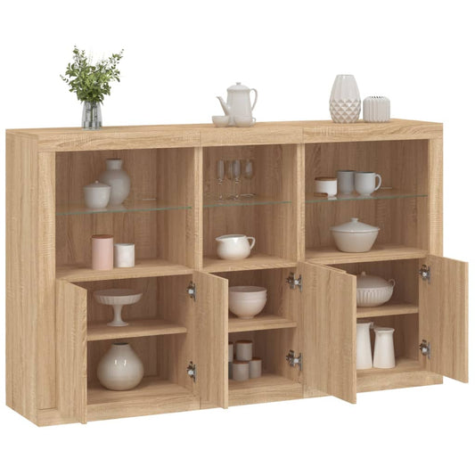 vidaXL Sideboard with LED Lights Sonoma Oak 162x37x100 cm