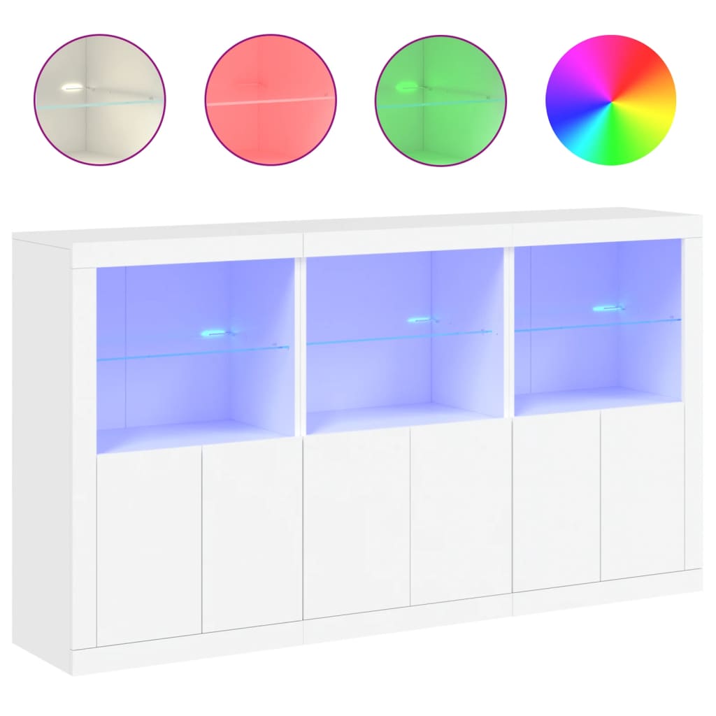 vidaXL Sideboard with LED Lights White 181,5x37x100 cm