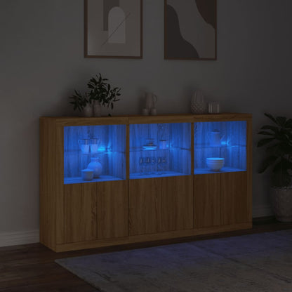 vidaXL Sideboard with LED Lights Sonoma Oak 181.5x37x100 cm