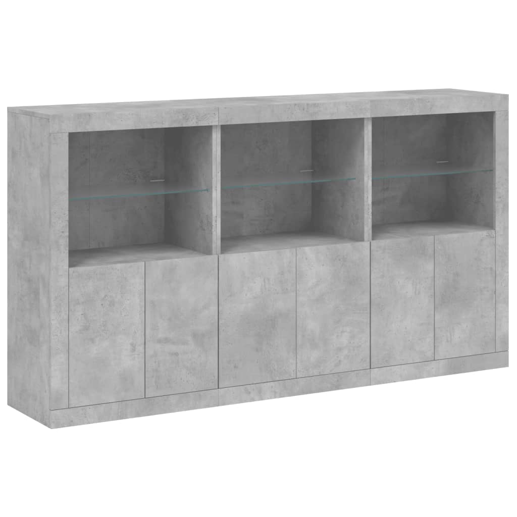 vidaXL Sideboard with LED Lights Concrete Grey 181,5x37x100 cm