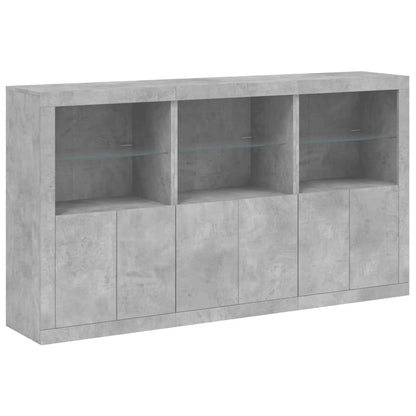 vidaXL Sideboard with LED Lights Concrete Grey 181,5x37x100 cm