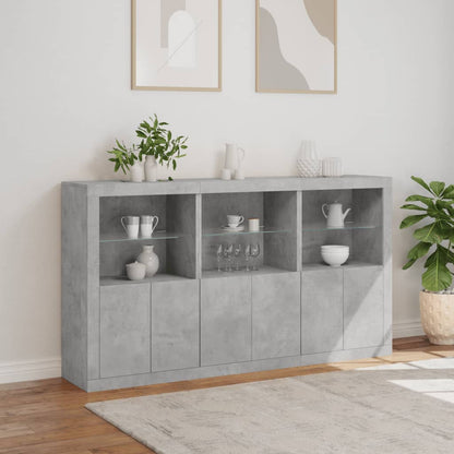 vidaXL Sideboard with LED Lights Concrete Grey 181,5x37x100 cm