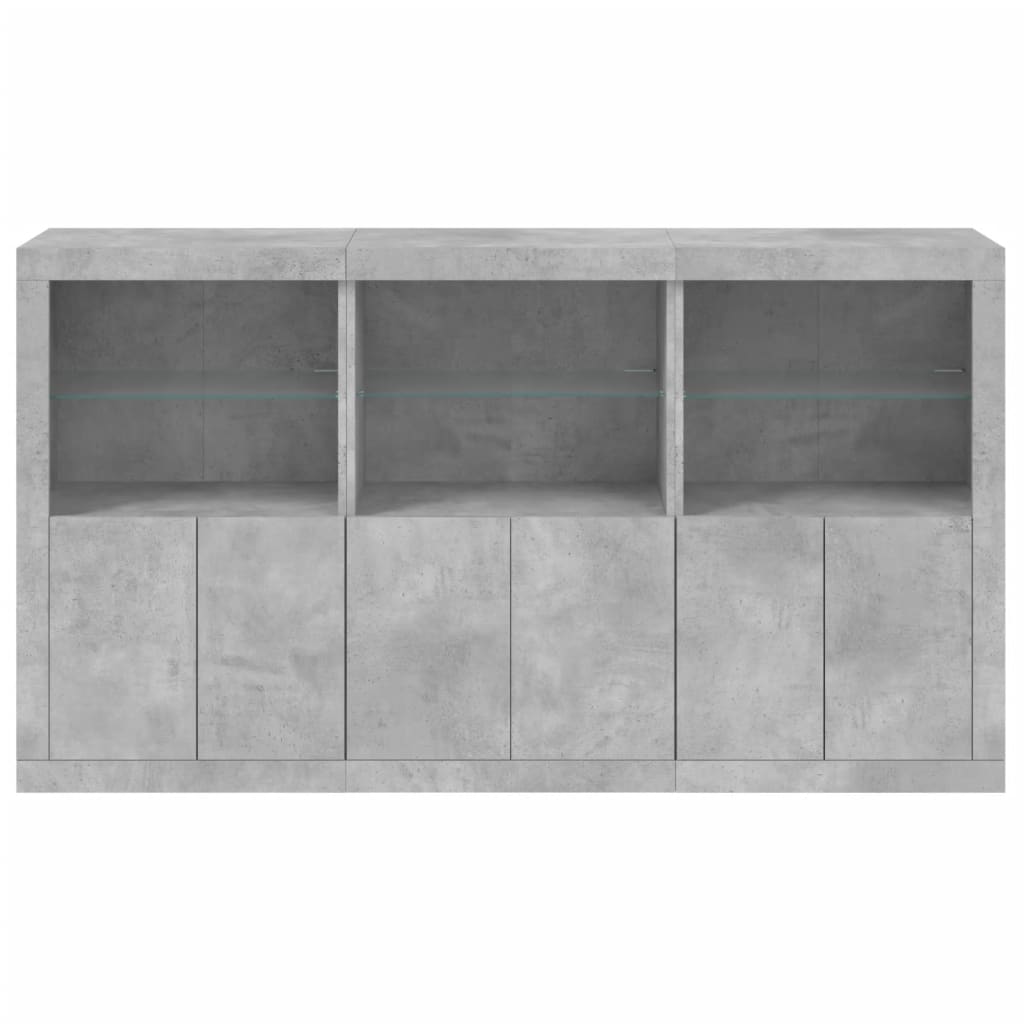 vidaXL Sideboard with LED Lights Concrete Grey 181,5x37x100 cm