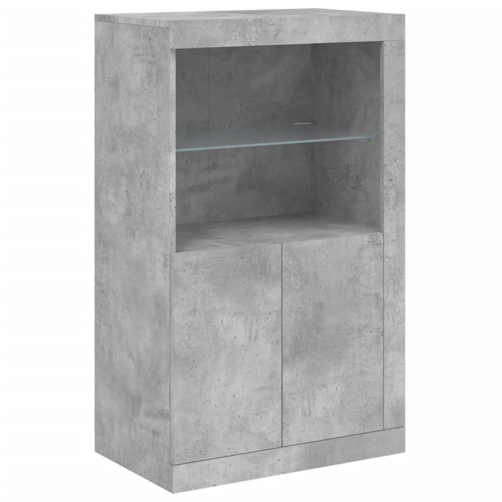 vidaXL Sideboard with LED Lights Concrete Grey 181,5x37x100 cm