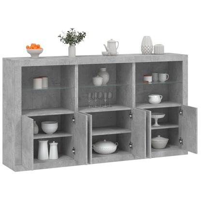 vidaXL Sideboard with LED Lights Concrete Grey 181,5x37x100 cm