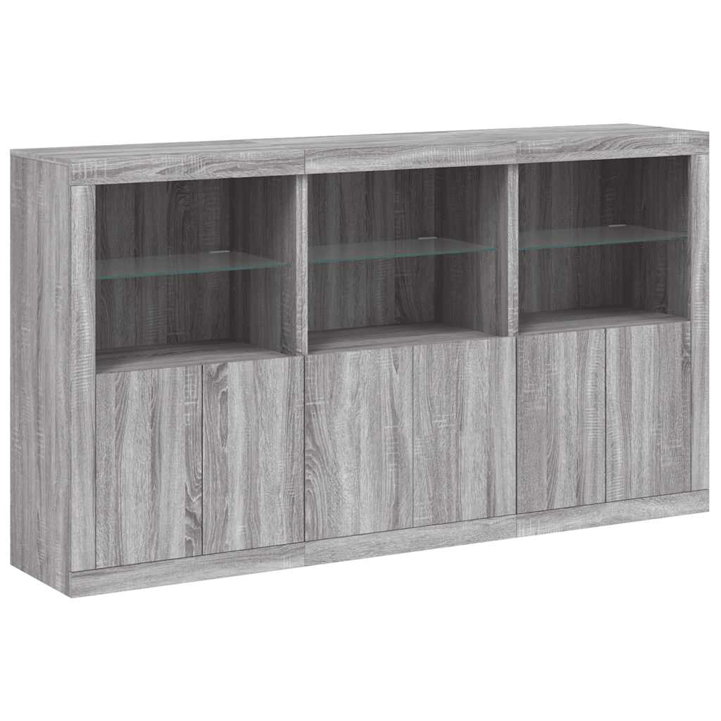 vidaXL Sideboard with LED Lights Grey Sonoma 181,5x37x100 cm