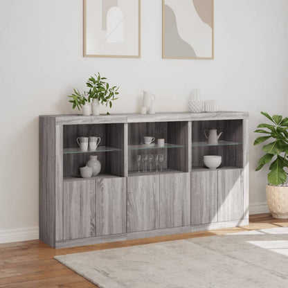 vidaXL Sideboard with LED Lights Grey Sonoma 181.5x37x100 cm