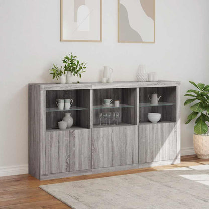 vidaXL Sideboard with LED Lights Grey Sonoma 181,5x37x100 cm