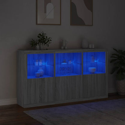 vidaXL Sideboard with LED Lights Grey Sonoma 181,5x37x100 cm