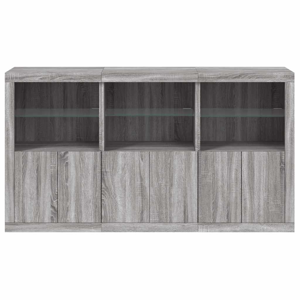 vidaXL Sideboard with LED Lights Grey Sonoma 181,5x37x100 cm