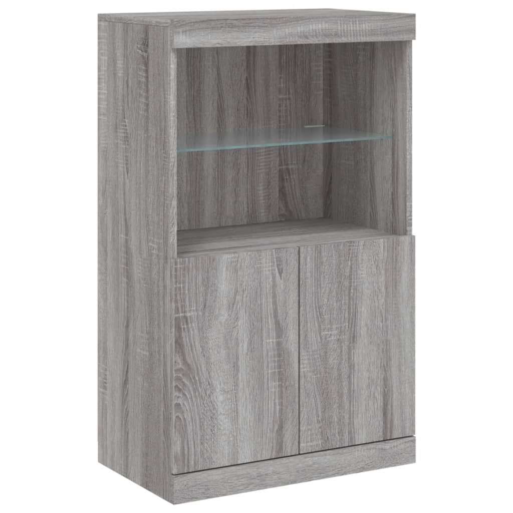 vidaXL Sideboard with LED Lights Grey Sonoma 181.5x37x100 cm
