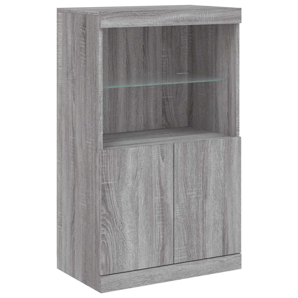 vidaXL Sideboard with LED Lights Grey Sonoma 181,5x37x100 cm