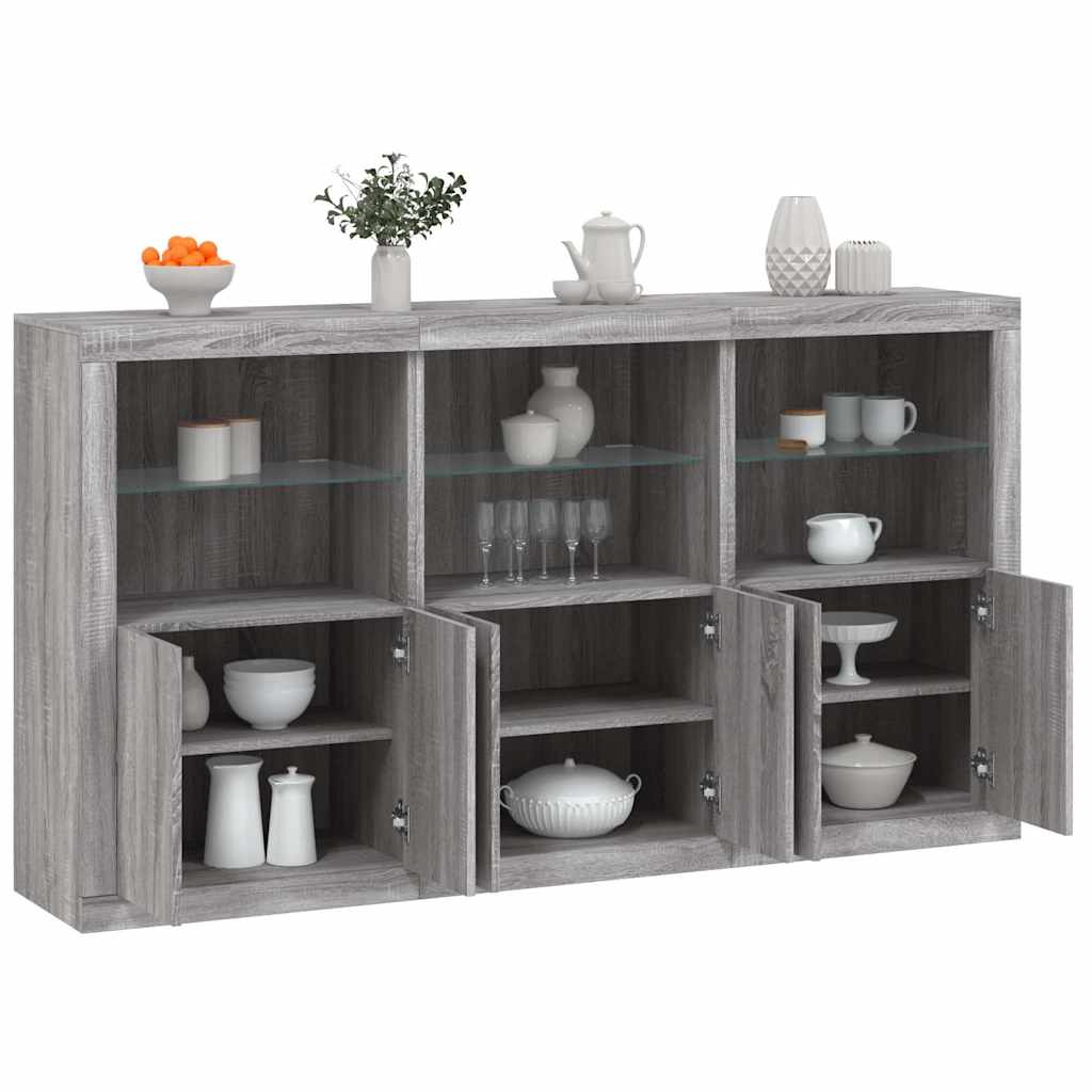 vidaXL Sideboard with LED Lights Grey Sonoma 181,5x37x100 cm