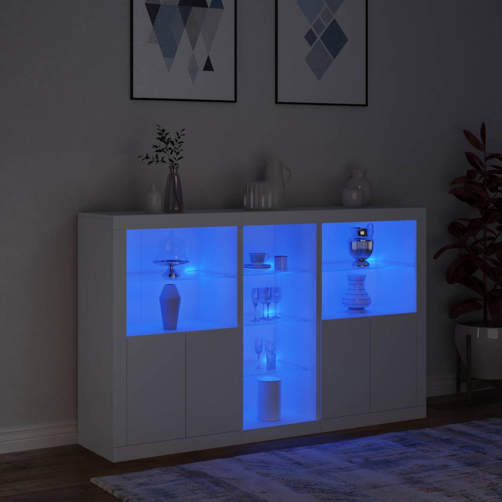 vidaXL Sideboard with LED Lights White 162x37x100 cm