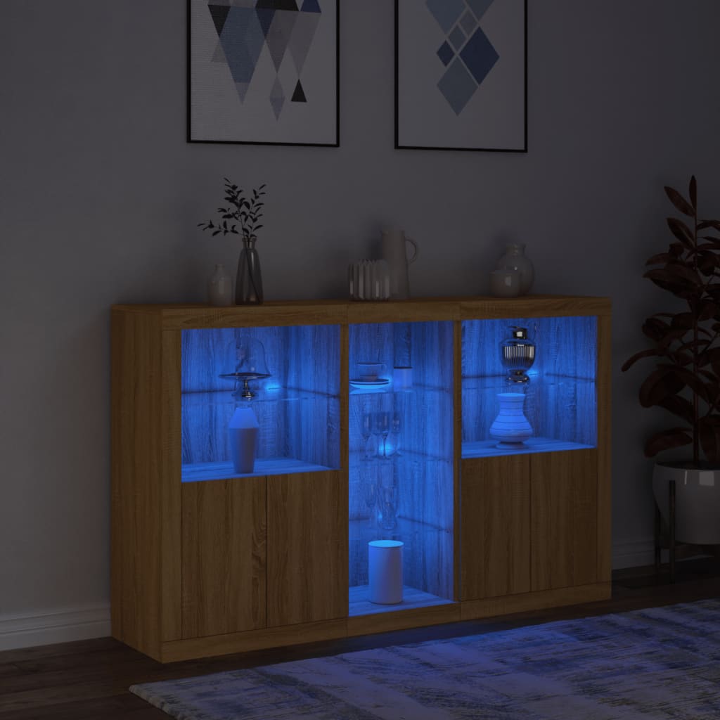 vidaXL Sideboard with LED Lights Sonoma Oak 162x37x100 cm
