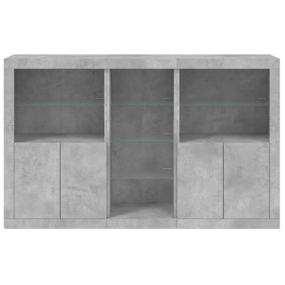 vidaXL Sideboard with LED Lights Concrete Grey 162x37x100 cm