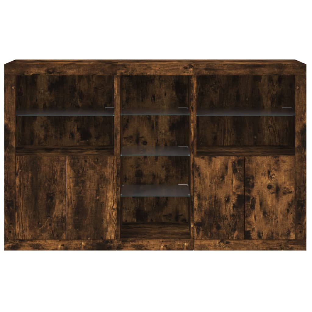 vidaXL Sideboard with LED Lights Smoked Oak 162x37x100 cm
