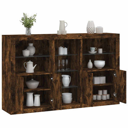 vidaXL Sideboard with LED Lights Smoked Oak 162x37x100 cm