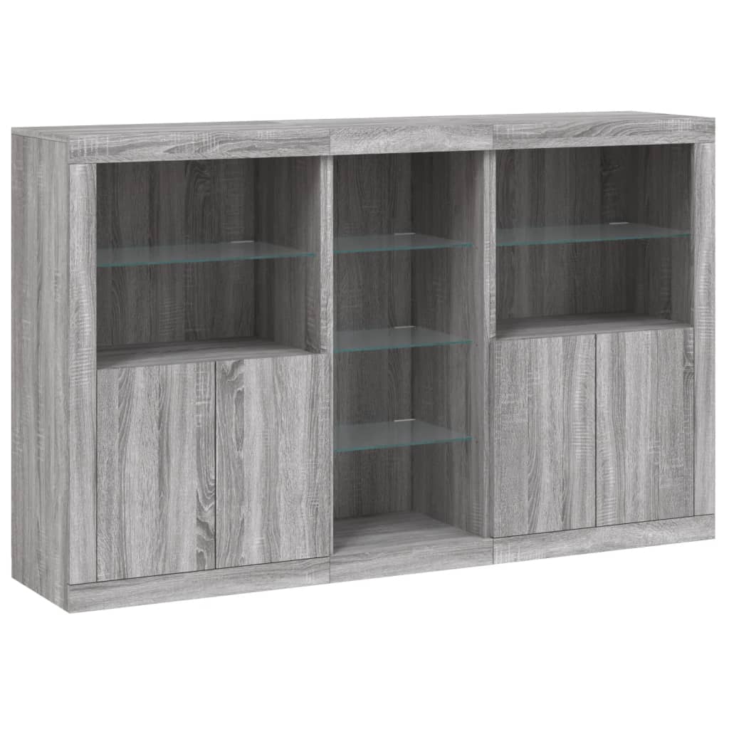 vidaXL Sideboard with LED Lights Grey Sonoma 162x37x100 cm