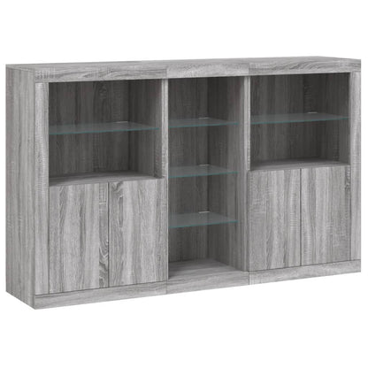 vidaXL Sideboard with LED Lights Grey Sonoma 162x37x100 cm