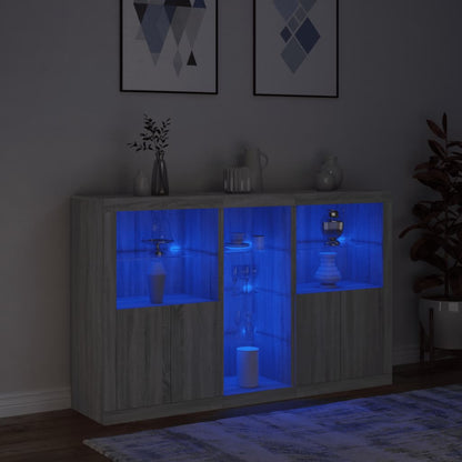 vidaXL Sideboard with LED Lights Grey Sonoma 162x37x100 cm