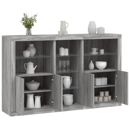 vidaXL Sideboard with LED Lights Grey Sonoma 162x37x100 cm