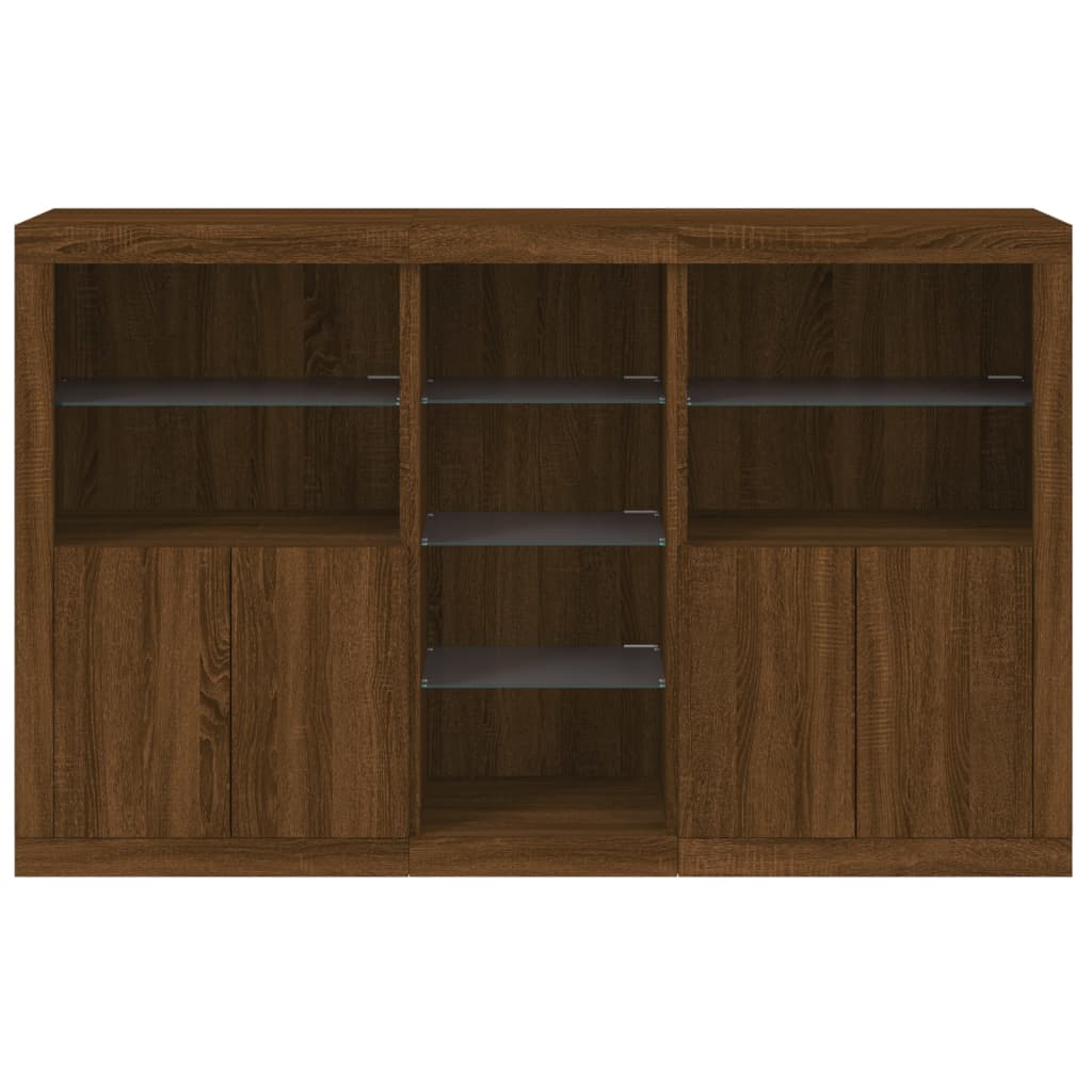 vidaXL Sideboard with LED Lights Brown Oak 162x37x100 cm