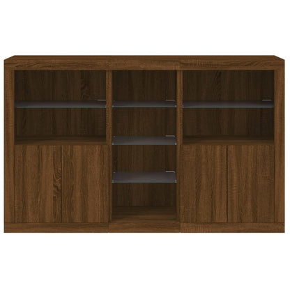 vidaXL Sideboard with LED Lights Brown Oak 162x37x100 cm
