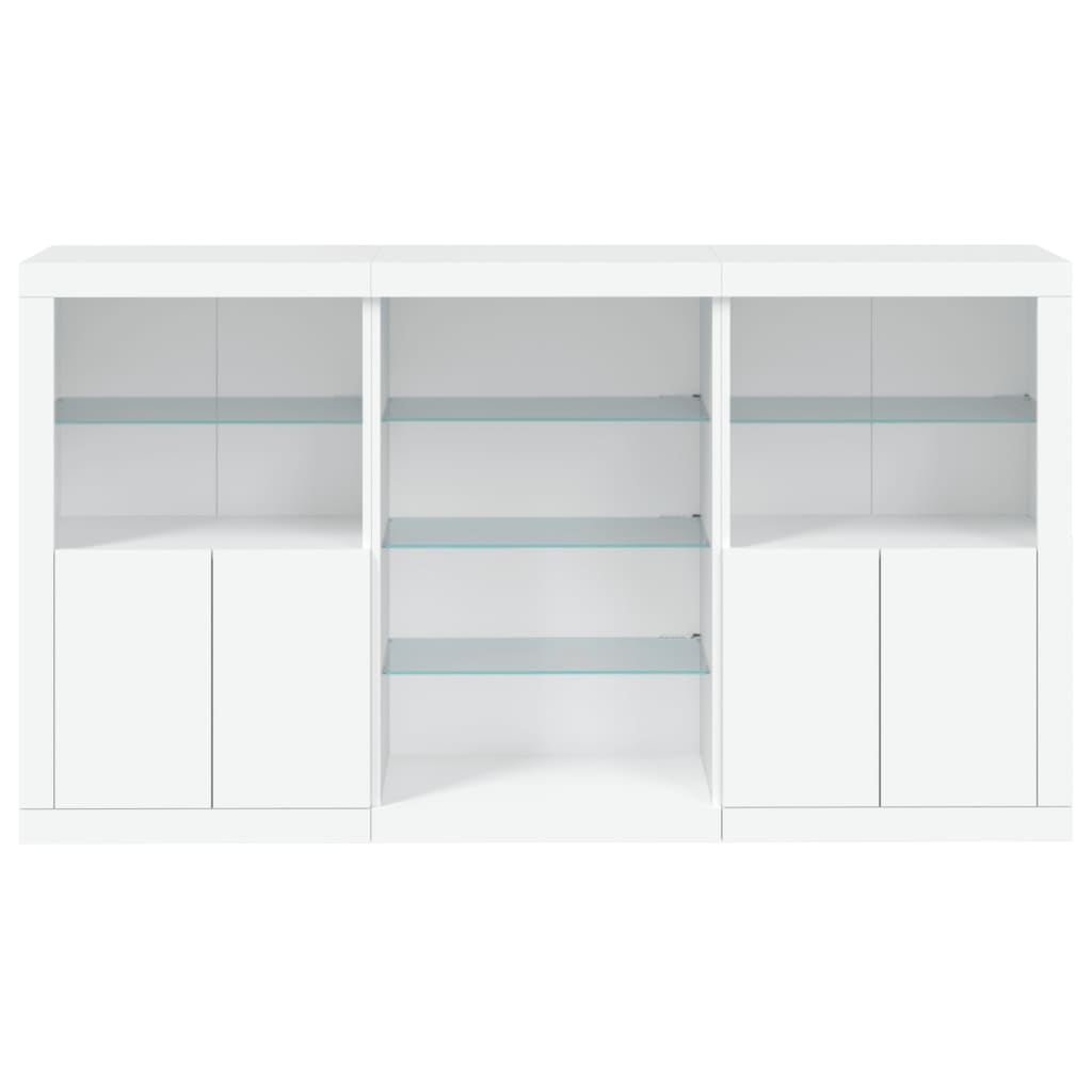 vidaXL Sideboard with LED Lights White 181.5x37x100 cm