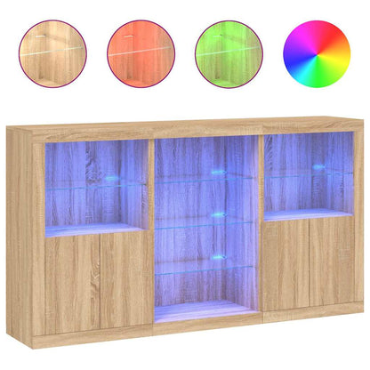 vidaXL Sideboard with LED Lights Sonoma Oak 181,5x37x100 cm