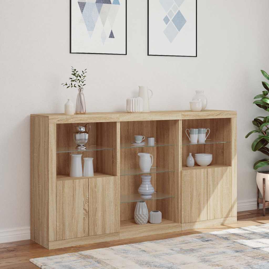 vidaXL Sideboard with LED Lights Sonoma Oak 181,5x37x100 cm