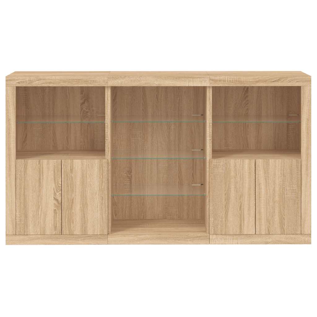 vidaXL Sideboard with LED Lights Sonoma Oak 181,5x37x100 cm