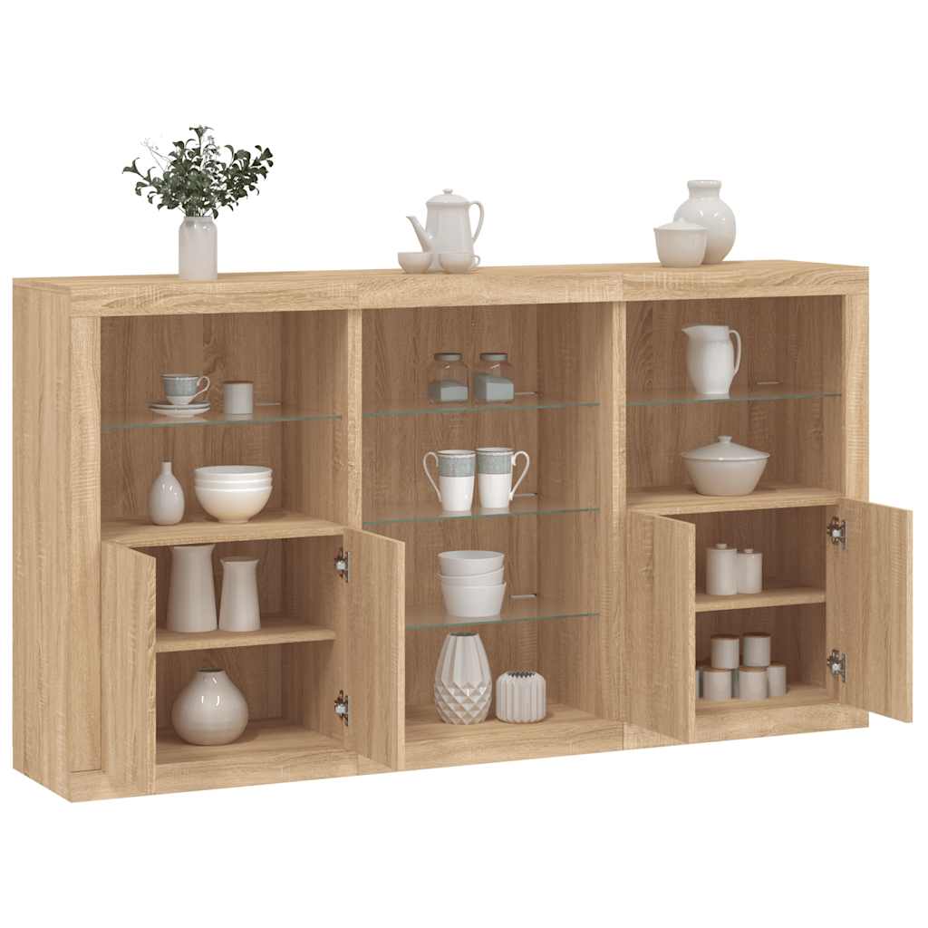 vidaXL Sideboard with LED Lights Sonoma Oak 181,5x37x100 cm